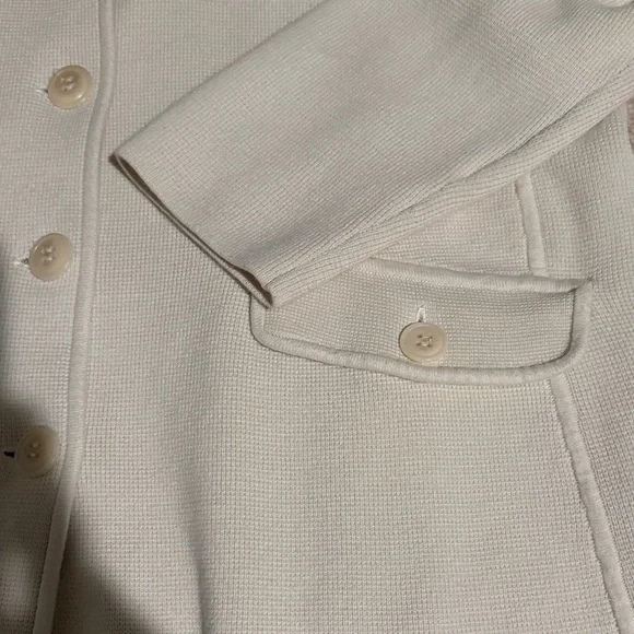 Talbots Woman Petites Cream Button-Up Sweater Cardigan - Picture 5 of 11